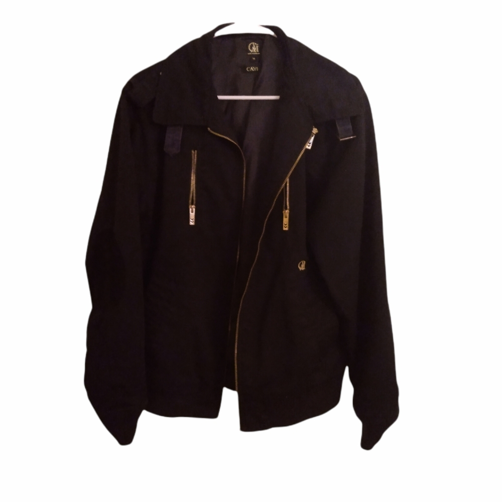 Cavi black bomber zip jacket felt elbow.M